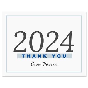 Blue Border Graduation Thank You Note Cards