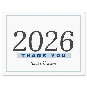 Blue Border Graduation Personalized Thank You Note Cards
