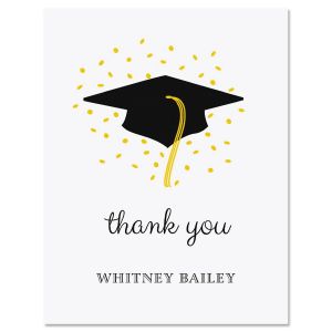 Confetti and Cap Graduation Thank You Note Cards