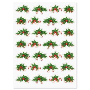 Holly & Red Ribbon Holiday Stickers