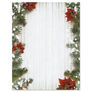 Poinsettia Pine Christmas Letter Papers
