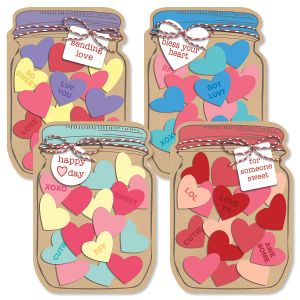 Diecut Jar of Hearts Valentine Cards and Matching Seals