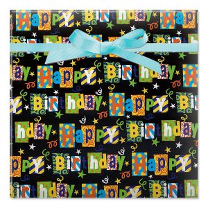 Black Birthday Party Jumbo Rolled Gift Wrap Black Birthday Party Jumbo Rolled Gift Wrap