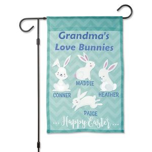 Easter Love Bunnies Personalized Garden Flag