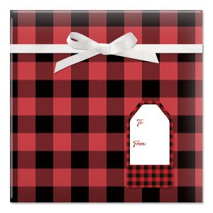 Buffalo Plaid Jumbo Rolled Gift Wrap and Labels