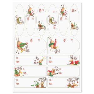 Tiny Reindeer Gift Wrap To/From Labels
