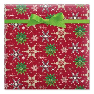 Retro Snowflakes Jumbo Rolled Gift Wrap