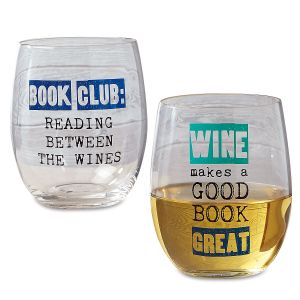 Book Club Stemless Wine Glasses by Current Catalog