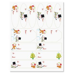 Swirly Snowman Gift Wrap To/From Labels 