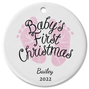 Baby Girl's First Ceramic Personalized Christmas Ornament