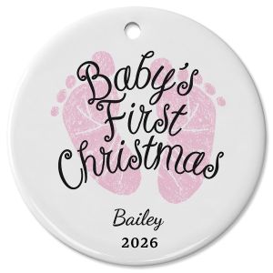 Baby Girl's First Ceramic Personalized Christmas Ornament