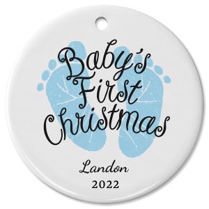 Baby Boy's First Ceramic Personalized Christmas Ornament
