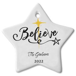Personalized Believe Ceramic Christmas Ornament
