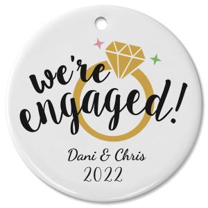 Engaged Ceramic Personalized Christmas Ornament