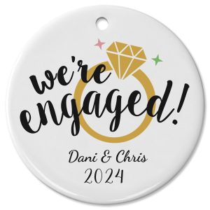 Engaged Ceramic Personalized Christmas Ornament