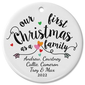Family's First Christmas Ceramic Personalized Christmas Ornament