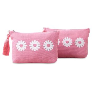 Daisy Hearts Canvas Cosmetic Bag - BOGO