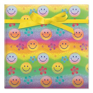 Smiley Faces Jumbo Rolled Gift Wrap