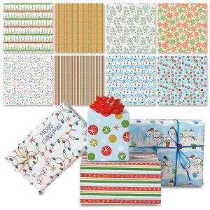 Christmas Patterns Flat Gift Wrap Value Pack