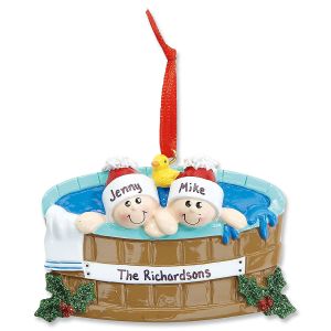 Hot Tub Family Hand-Lettered Christmas Ornament