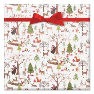 Christmas Woods Jumbo Rolled Gift Wrap and Labels
