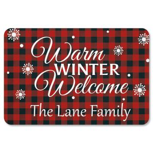 Buffalo Plaid Personalized Christmas Doormat