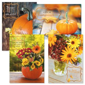 Deluxe Autumn Florals Thanksgiving Cards