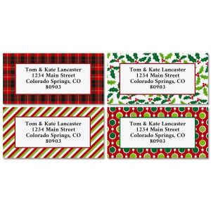 Christmas Designs Border Address Labels (4 Designs) - BOGO
