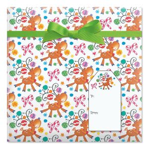 On Prancer Jumbo Rolled Gift Wrap and Labels