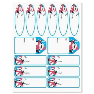 Twirling Penguins Gift Wrap To/From Labels