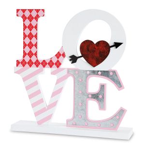 Love Metal and Wood Tabletop Sign