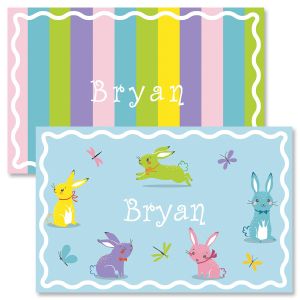 Bunnies Personalized Blue Easter Placemat