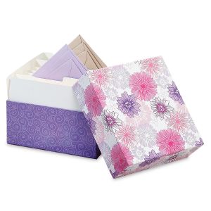 Lavender Blooms Greeting Card Organizer Box and Labels
