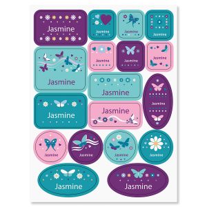 Butterflies and Flowers Personalized Stickers for Kids 