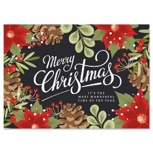 Poinsettia Border Christmas Cards