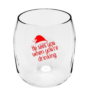 He Sees You Unbreakable Wine Glass