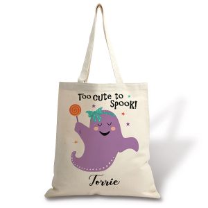 Kids' Cute Ghost Halloween Personalized Canvas Tote