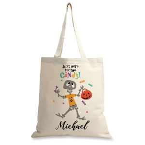 Skeleton Halloween Personalized Canvas Tote