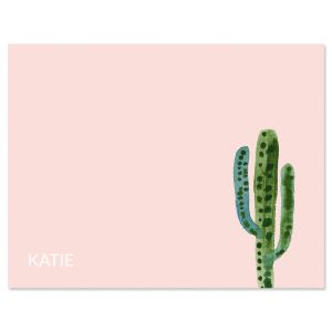 Watercolor Cactus Personalized Initial Note Cards
