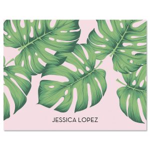 Pink Palms Personalized Note Cards