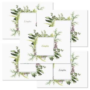 Botanical Watercolor Wreath Personalized Note Cards
