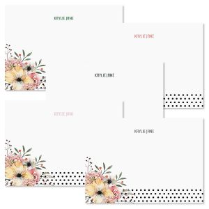 Floral Dots Personalized Note Cards