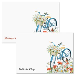 Floral Bike Personalized Note Cards