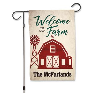 Red Barn Personalized Garden Flag