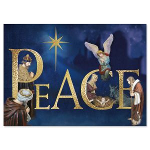 Peace Nativity Deluxe Foil Religious Christmas Cards