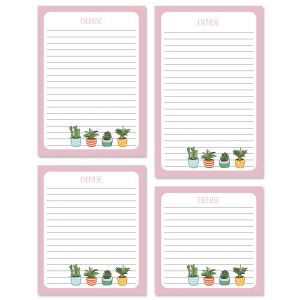 Pink Border Succulents Personalized Notepad Set