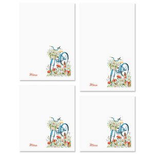 Floral Bike Personalized Notepad Set