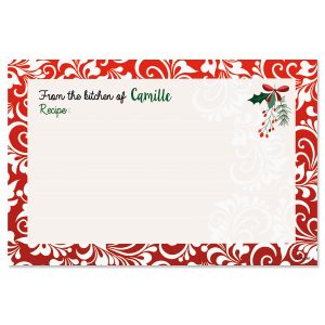 Red Damask Personalized Recipe Cards
