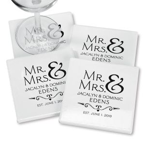 Mr. & Mrs. Personalized Ceramic Coasters