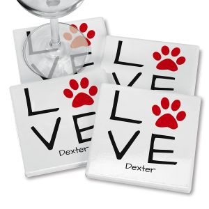 Pawprint Personalized Ceramic Coasters